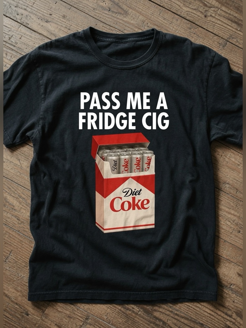 Gildan Black Tee with Red & White Diet Coke Graphic